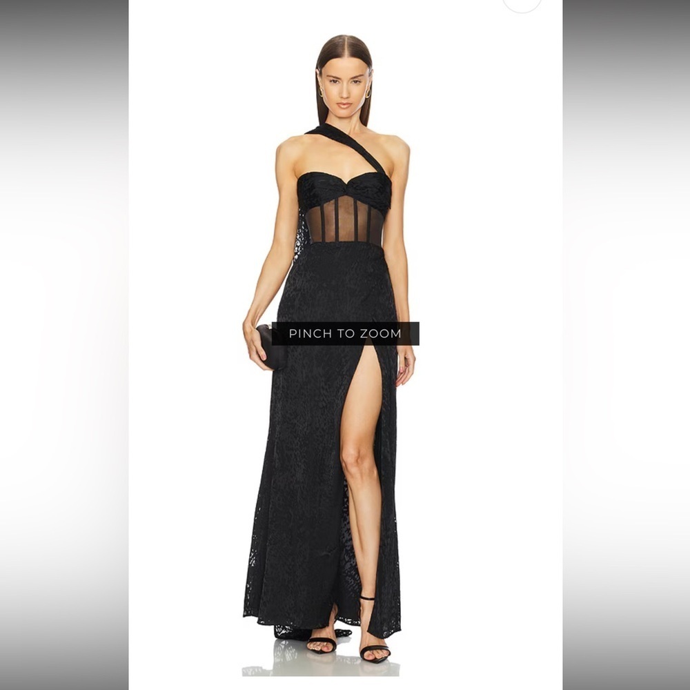 Michael Costello‎ Revolve Cecilia Black Strapless Gown